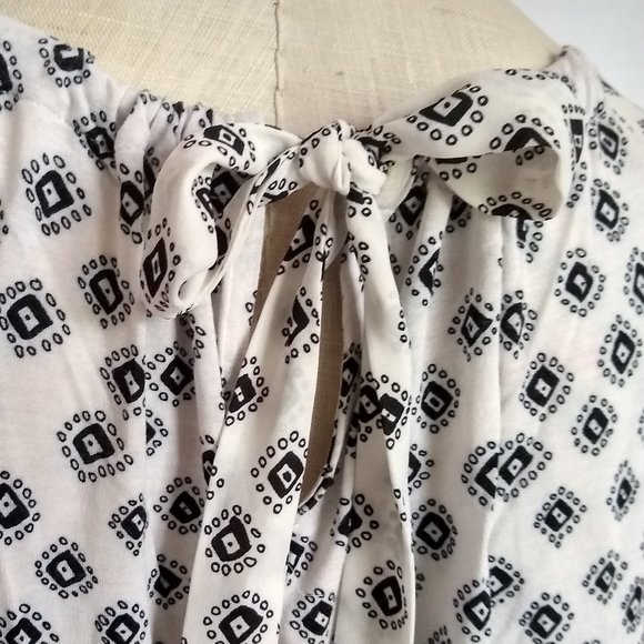 LOFT black white print mixed media boho blouse top XXS - Picture 5 of 15